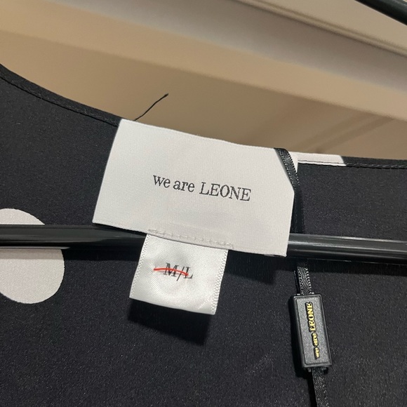 We are Leone Polka-dot Silk Crepe De Chine Robe In Black With White Polka M/L - Picture 4 of 4